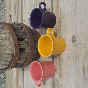 Fiesta Ware HLC Ring Handle Coffee Tea Mugs Retired Colors Nice!! Set of (3).